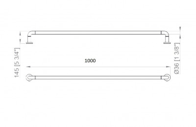 Прямой опорный поручень 1000 мм (белый нейлон) NOFER 15054.100.N36