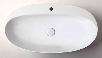 Раковина накладная Azzurra Elegance Circle 70 ELLA070420CMBI/(ECI70M bi)*1 белая овальная