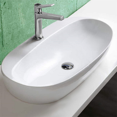 Раковина накладная Azzurra Elegance Circle 70 ELLA070420CMBI/(ECI70M bi)*1 белая овальная