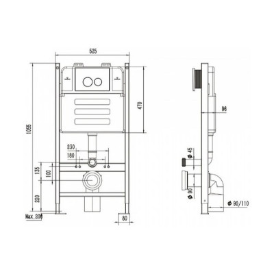 Инсталляция для подвесного унитаза Maretti AC11P5014, без клавиши