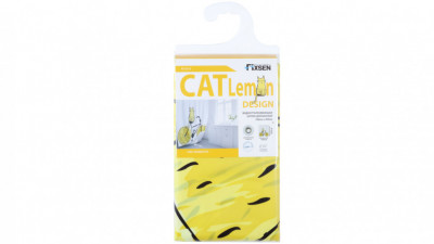 Штора для ванной Fixsen Cat (FX-2515), цвет желтый - белый