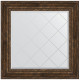 Зеркало настенное Evoform ExclusiveG 92х92 BY 4344 с гравировкой в багетной раме Состаренное дерево с орнаментом 120 мм  (BY 4344)