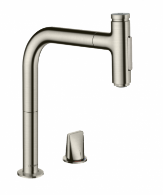 Смеситель для кухни с вытяжным изливом Hansgrohe Metris Select M71 73818800 (нерж. сталь)