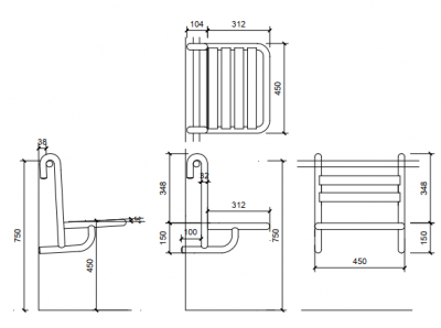 Матовое съемное сиденье для душа или ванной из нержавеющей стали Nofer 15042.MOV.S