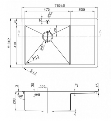 Zorg Inox R 7851-L кухонная мойка, нержавеющая сталь