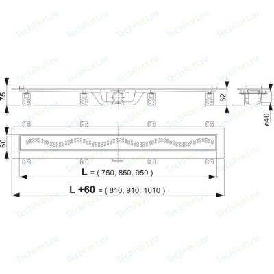 Душевой лоток AlcaPlast APZ8 Simple с матовой решеткой (APZ8-850M)