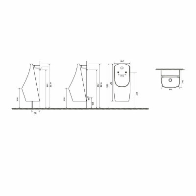 Писсуар SantiLine SL-6004MG серый матовый с сенсорным смывом (электронный), настенный
