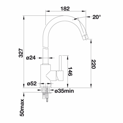 Смеситель для кухни Blanco MIDA SILGRANIT 524209 темная скала