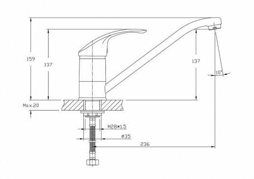 Смеситель для кухни Haiba HB4921-5 (латунь) сатин