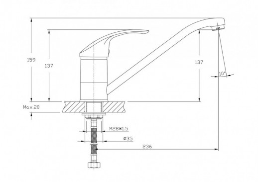 Смеситель для кухни Haiba HB4921-5 (латунь) сатин
