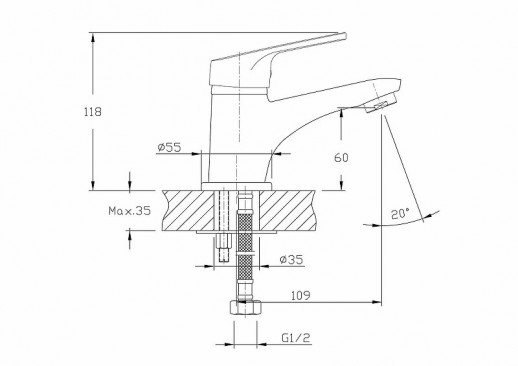 Однорычажный смеситель для раковины Haiba HB1016 (латунь) хром