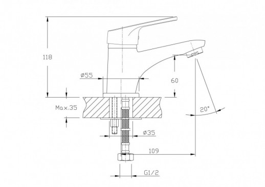 Однорычажный смеситель для раковины Haiba HB1016 (латунь) хром