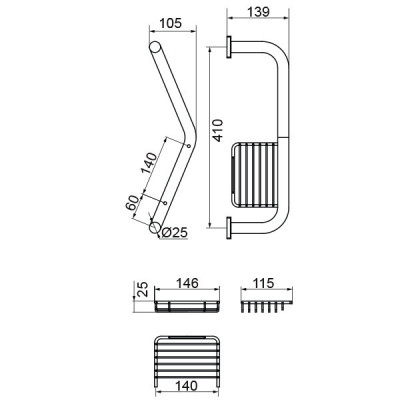 VERAGIO Gifortes Bronzo VR.GFT-9025.BR поручень для ванны изогнутый с мыльницей 43 см, бронза