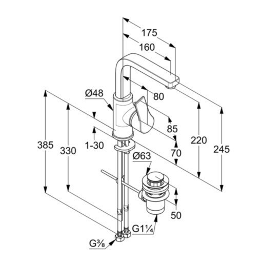 Смеситель для раковины KLUDI ZENTA SL хром 480270565