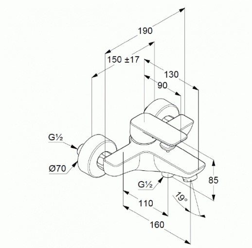 Смеситель для ванны KLUDI Pure & Style хром 406810575