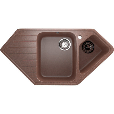 Кухонная мойка Ulgran Classic U-409-302 угловая 970х500х200 две чаши с левым крылом песочная