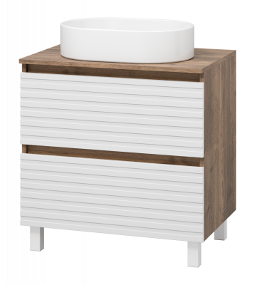 Тумба напольная Brevita Dakota 700x480x620 белый, темное дерево (DAK-07070-19/01-2Я) с раковиной