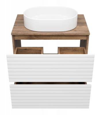 Тумба напольная Brevita Dakota 700x480x620 белый, темное дерево (DAK-07070-19/01-2Я) с раковиной