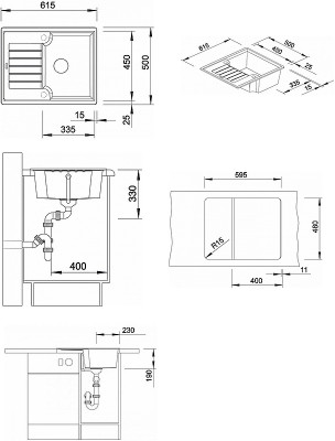 Мойка для кухни Blanco Zia 40 S 526006 черная ис-ный гранит прямоугольная