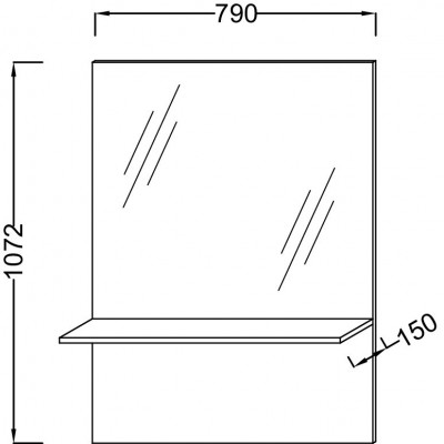 Высокое зеркало с меламиновой полочкой 79 см, Jacob Delafon STRUKTURA (EB1213-N18)