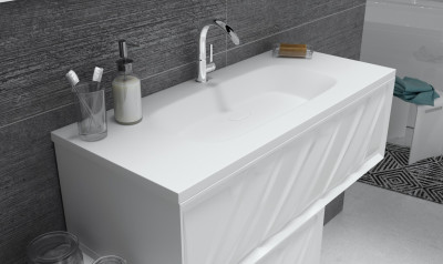 Тумба под раковину Marka One Glace 100П 1 в.я. White (верх) (У73575)