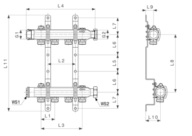 Viega Коллектор 3/4, 2 вых., бронза, длина 120 с вставками и Viega-конусом, шт