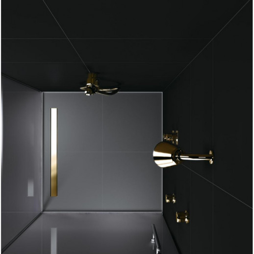 Желоб BERGES водосток В1 Keramik 900, золото глянец, S-сифон D50 H60 боковой