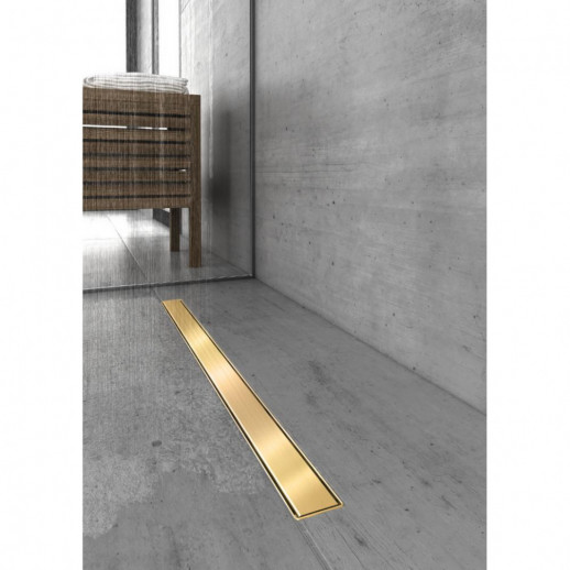 Желоб BERGES водосток В1 Keramik 900, золото глянец, S-сифон D50 H60 боковой