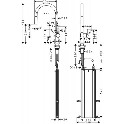 Смеситель для кухни с вытяжным изливом Hansgrohe Talis M54 72803800 (нерж. сталь)