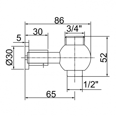 MIGLIORE Ricambi 19844 штуцер проходной для душевой колонны, хром