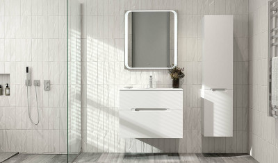 Шкаф пенал в ванную Jorno Modul 35 R Mоl.04.150/P/W подвесной белый глянец