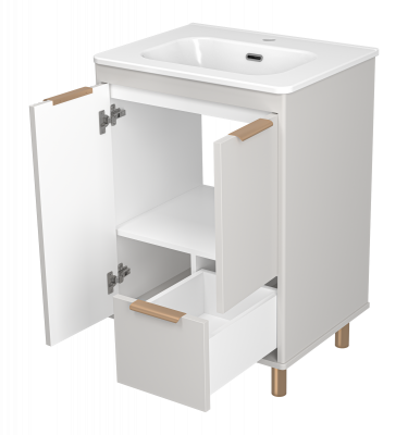 Тумба напольная Brevita Risacca Crema 60 серая (RIS-06060-0342Я) с раковиной