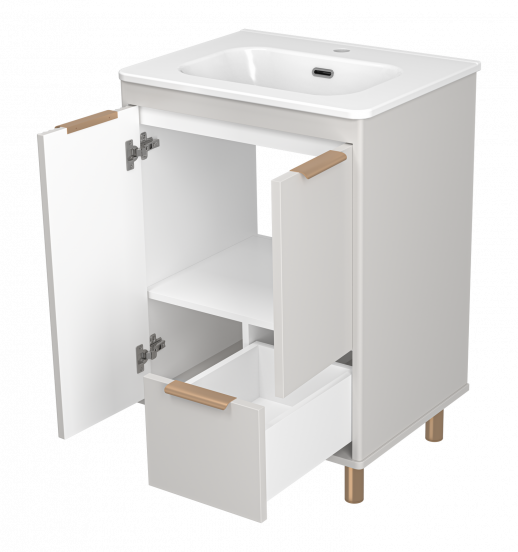 Тумба напольная Brevita Risacca Crema 60 серая (RIS-06060-0342Я) с раковиной