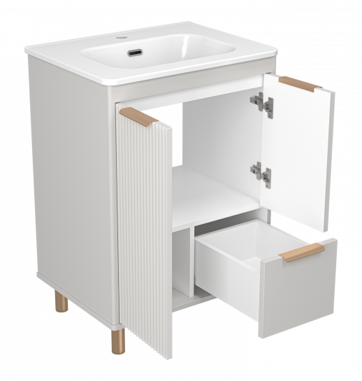Тумба напольная Brevita Risacca Crema 60 серая (RIS-06060-0342Я) с раковиной