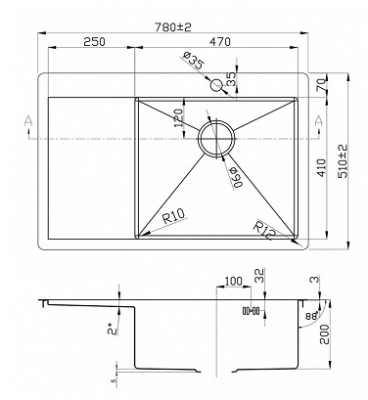 Zorg Inox R 7851-R кухонная мойка, нержавеющая сталь