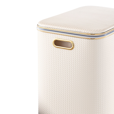 Geralis NRWH-S Ромб корзина для белья белая, кант золото, большая