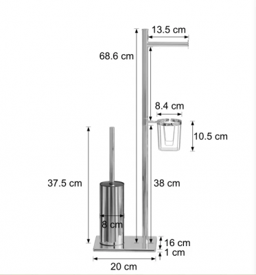 Напольная стойка с держателями для ершика, бумаги и освежителя Sanartec 100813GoM, матовое золото