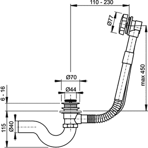 Jacob Delafon E70174-CP автоматический слив-перелив, хром