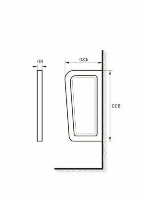 Перегородка для писсуара SantiLine SL-6007 белая, 43x80 см, фаянс