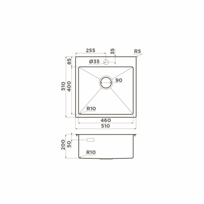 Мойка OMOIKIRI AKISAME 51-IN нерж.сталь квадратная 510x510 (4973438)