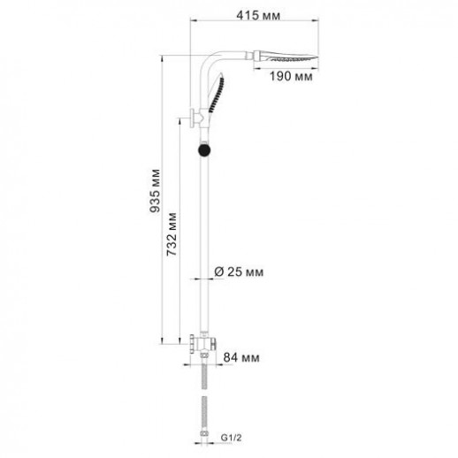 WasserKRAFT A045 комплект душевой 93,5см х 41,5см, хром