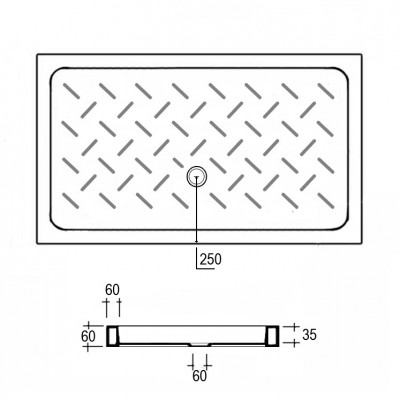 Душевой поддон керамический RGW CR CER прямоугольный 700x1400 белый глубина 75мм (19170374-01)
