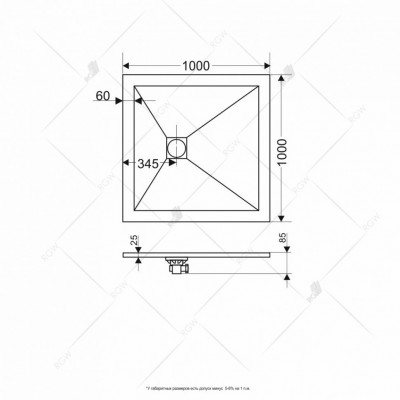 Душевой поддон RGW ST-G Stone Tray квадратный 1000x1000 графит глубина 12мм (16152100-02)