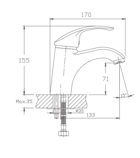 Смеситель для раковины Haiba HB1021 (латунь) хром