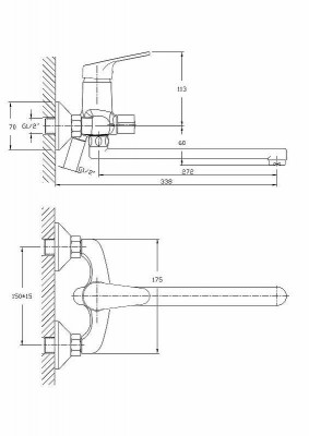 Смеситель для ванны Haiba HB2216 с душевым гарнитуром (латунь) хром