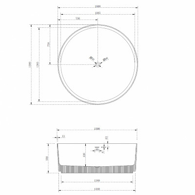 Ванна из искусственного камня Abber Stein 150x150 AS9679 круглая