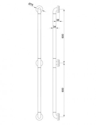 Прямой опорный поручень 1200 мм (белый нейлон) NOFER 15054.120.NBA