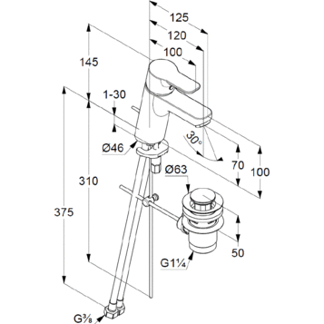 Смеситель для раковины KLUDI Pure & Easy хром 372890565
