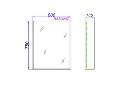 Зеркало в ванную Aqwella Basic 60 BAS0207DZ дуб золотой прямоугольное