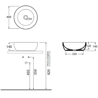 Раковина-чаша Azzurra Elegance Circle 40 ELLA040140C0BI/(ECI40 bi)*0 белая круглая